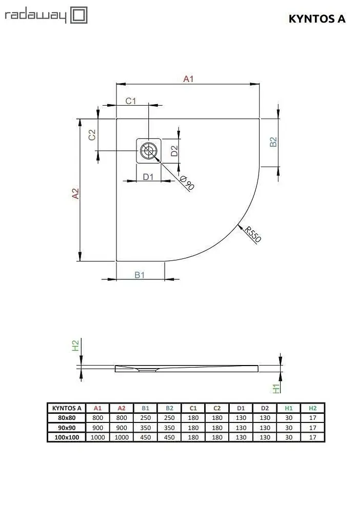 Душевой поддон Radaway Kyntos A 80x80 цвет черный HKA8080-54 - фото 2