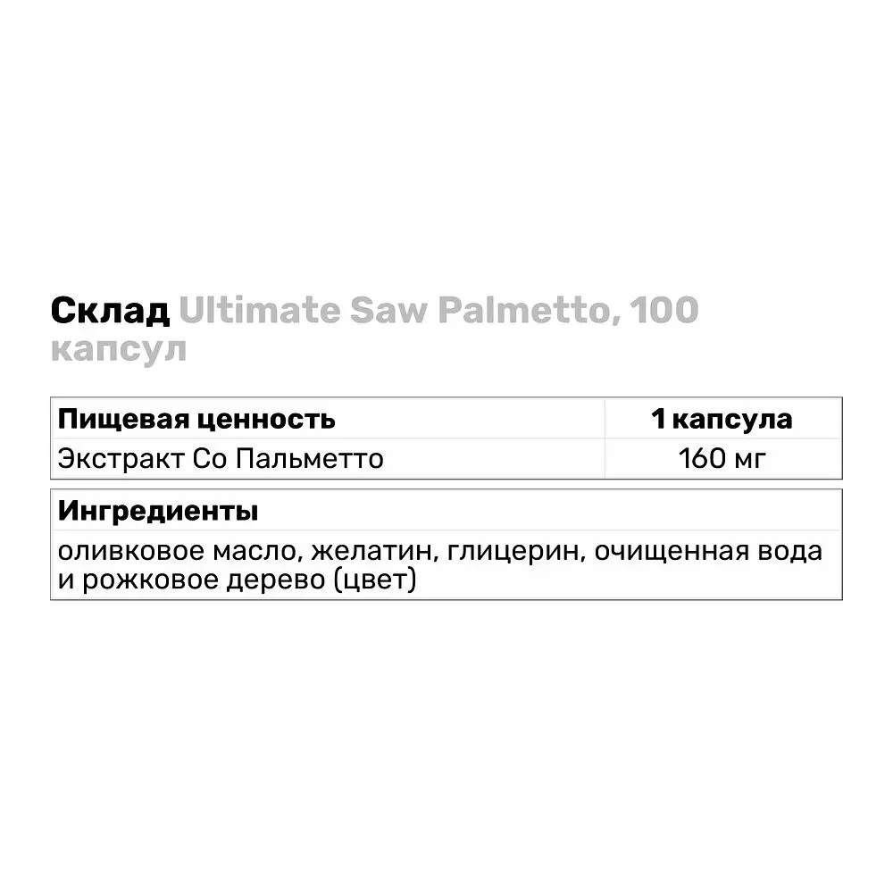 Натуральна добавка Ultimate Saw Palmetto 100 капсул - фото 3