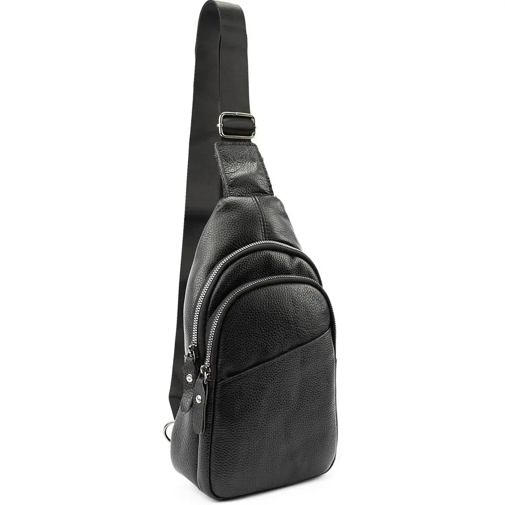 Шкіряна сумка слінг чорна Tiding Bag M56-2552A - фото 6