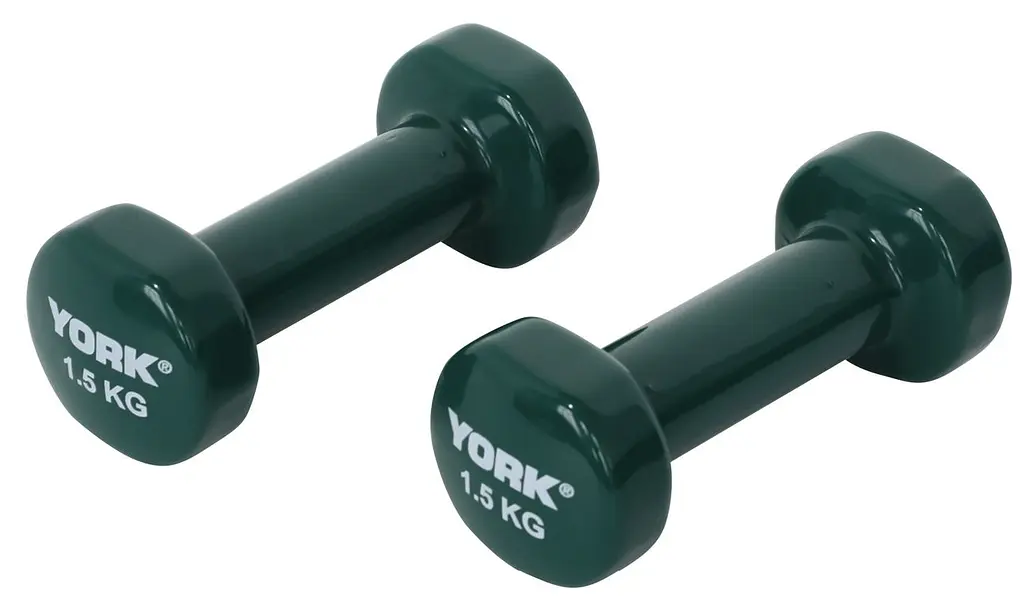 Гантелі для фітнесу вінілові круглі York Fitness 2х1,5кг зелений