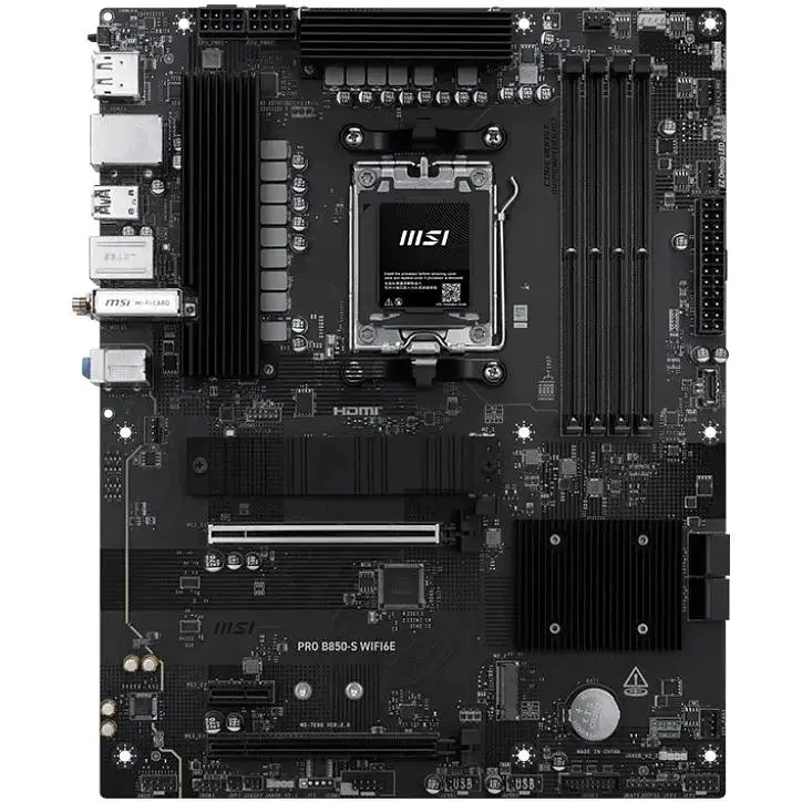 Материнська плата MSI AM5 PRO B850-S WIFI6E, B850, 4xDDR5, Int.Video (CPU), 4xSATA3, 2xM.2, 2xPCI-E 4.0 x16, 1xPCI-E 3.0 x1, ALC897, Realtek 8125 2.5G, WiFi 6E, Bluetooth 5.3, 11xUSB 3.2 / 4xUSB 2.0, HDMI/DP, ATX - фото 3