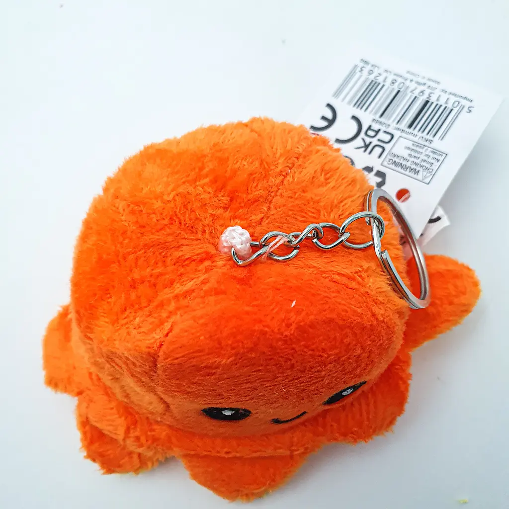 М'яка іграшка брелок Восьминіг перевертень двосторонній веселий сумний Mood Octopus 10 см UKC жовто/оранжевий - фото 3