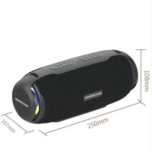 Портативна колонка Hopestar H48 20Вт LED підсвічування USB AUX FM Bluetooth чорна (H48) - фото 3