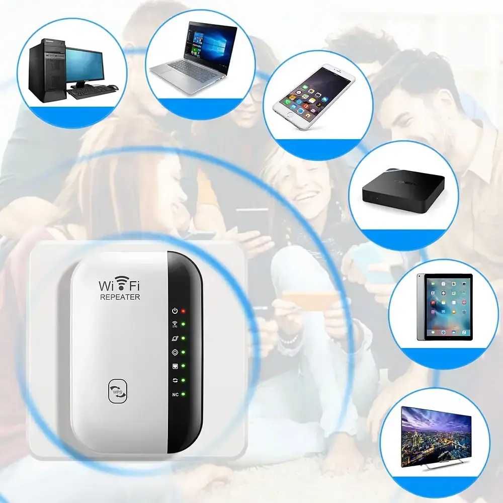 Підсилювач WiFi сигналу 2,4G до 300 Мбіт/с бездротовий Вайфай репітер роутер в розетку UKC - фото 2
