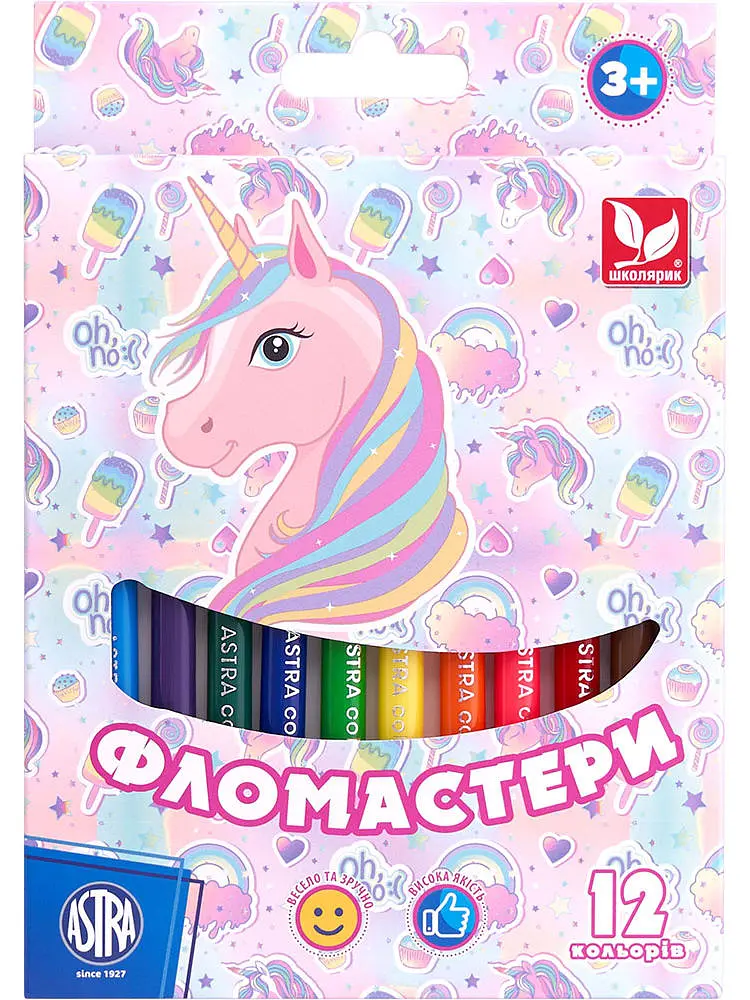 Фломастери 12 кол. ШКОЛЯРИК Unicorn (314022003-UA)