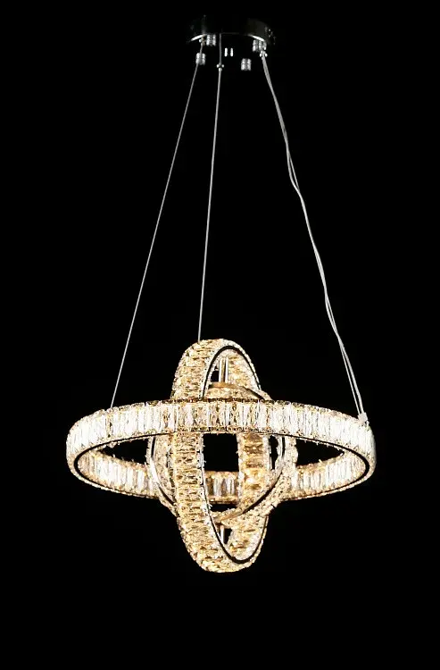 Хромована LED-люстра Splendid Ray LD8886/500/3B LED (WT), 50 см з трьома кришталевими кільцями - фото 3
