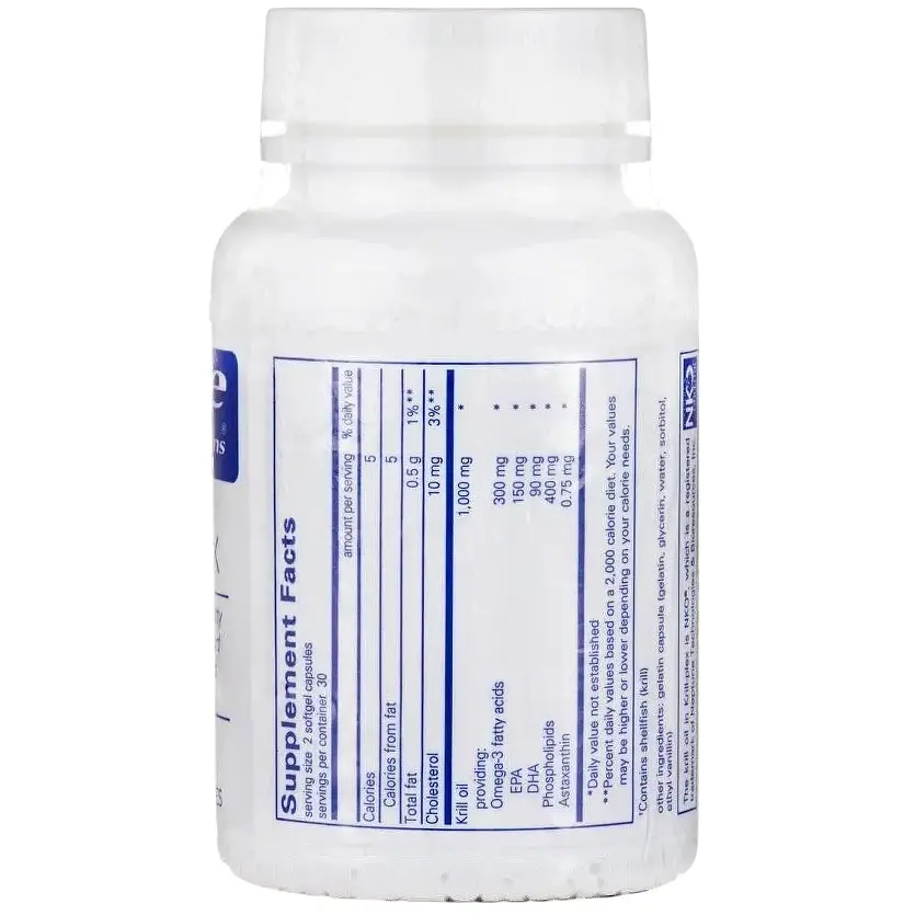 Омега-3 жирные кислоты фосфолипиды антиоксиданты Pure Encapsulations Krill-plex 1000 мг 60 капсул (PE-00683) - фото 3