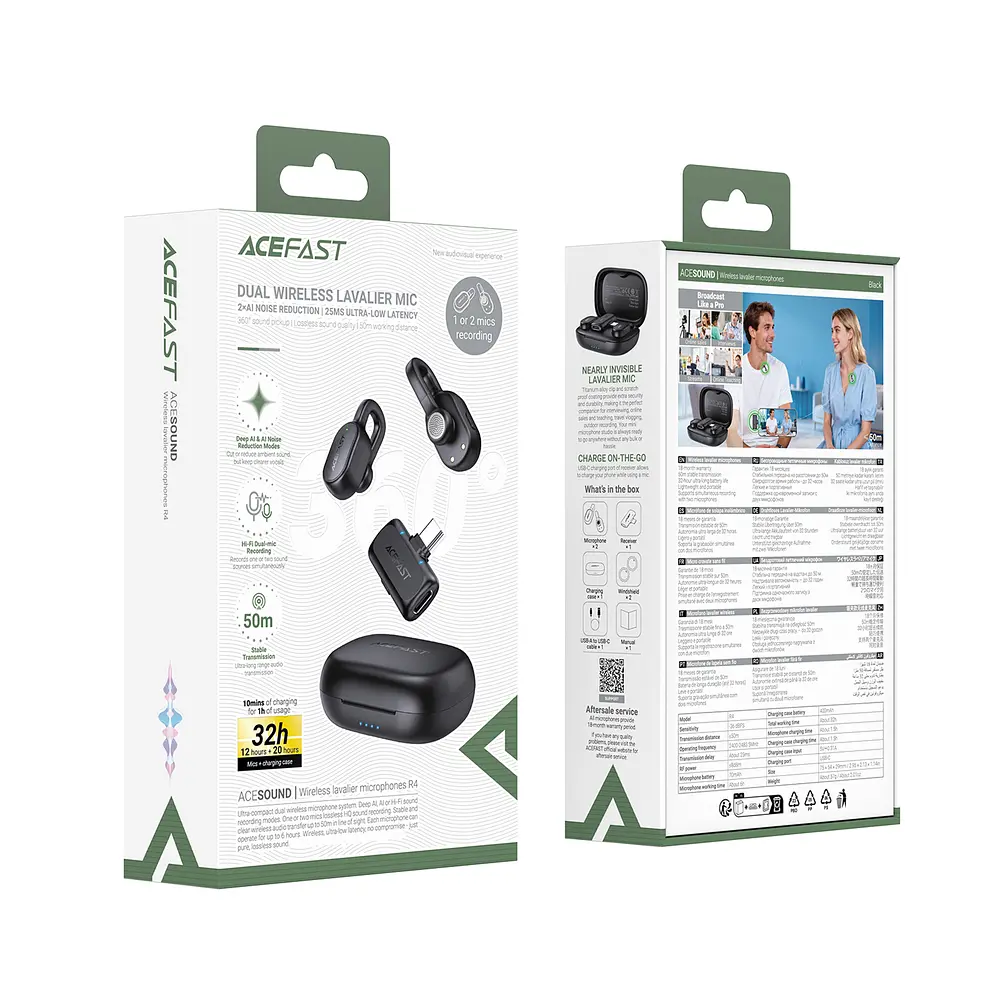 Бездротова мікрофонна система ACEFAST R4 dual-mic (Type-C) Black - фото 8