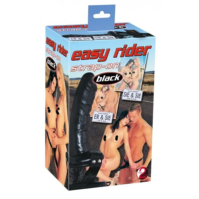 Гарний чорний страпон з вібрацією, 16х4.5 см Orion Easy Rider Strap On Black - фото 3