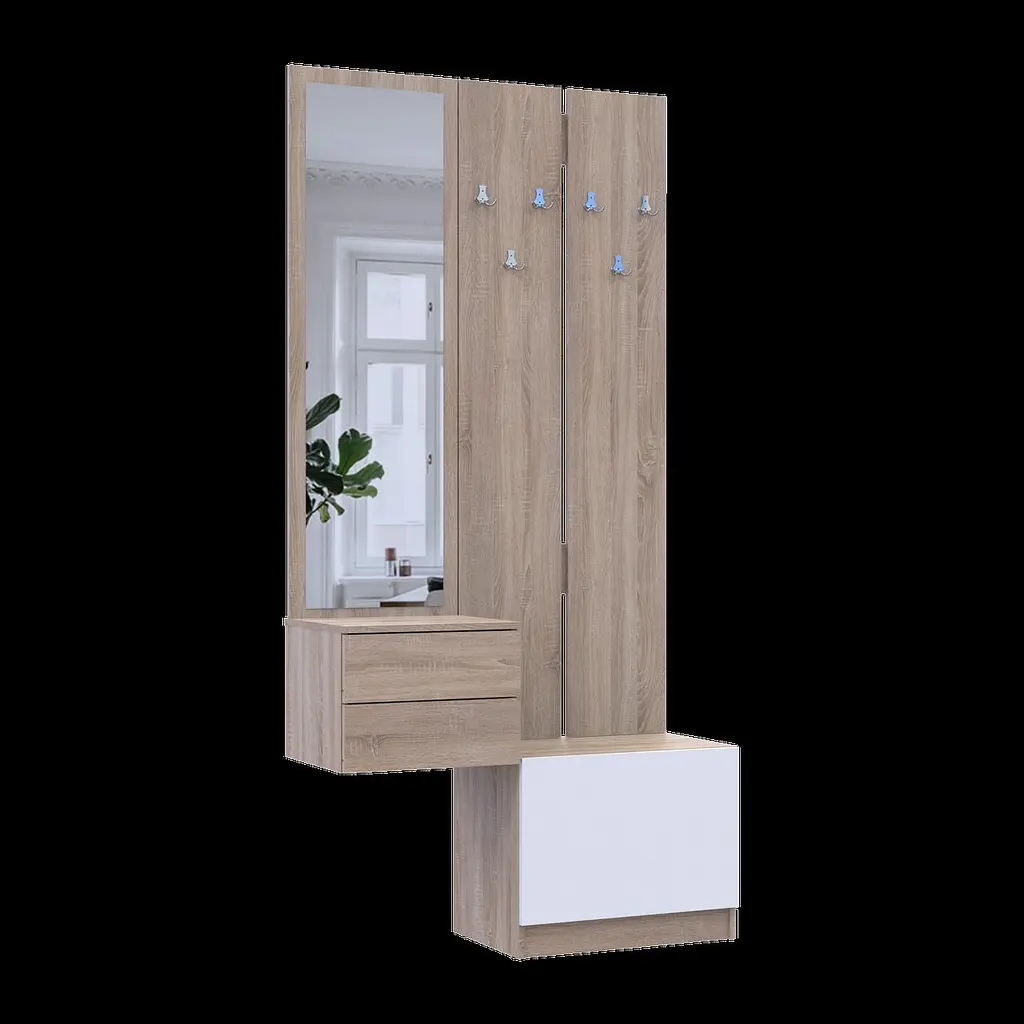 Передпокій Сола 2+3 Doros Дуб Сонома/Білий ДСП / дзеркало 105х40х215 (42005148) - фото 16
