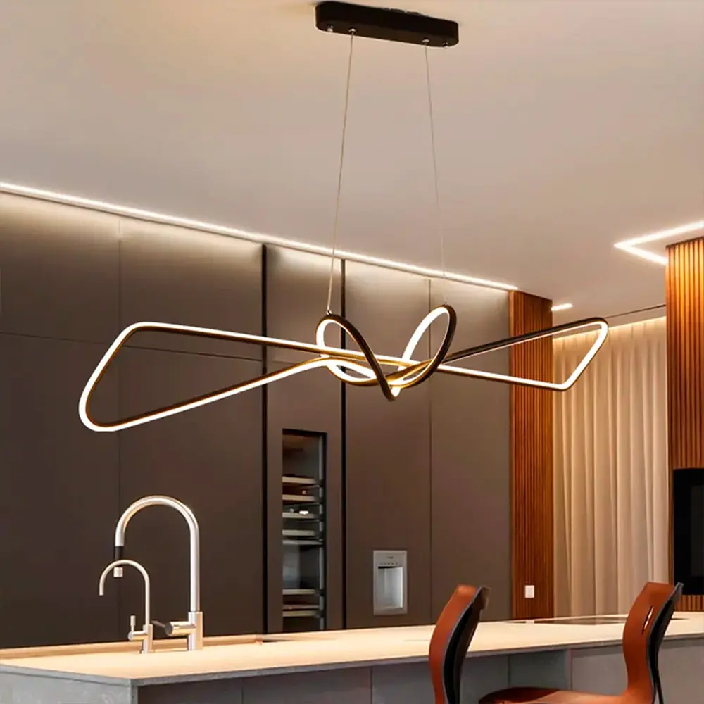 Современная черная люстра AVIZE в двух размерах Line.F Длина 85 см - фото 10