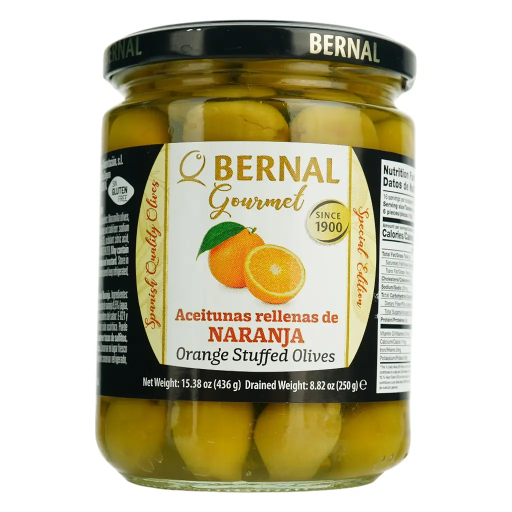 Оливки Bernal Gourmet фаршировані пастою з апельсина 436 г - фото 2