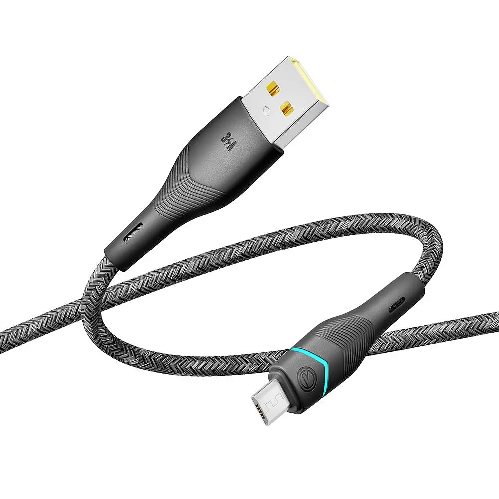 Кабель для заряджання USB Ridea RC-RL15 RGB Light USB-MicroUSB 60W 20V/3A 1.2 м Чорний - фото 6