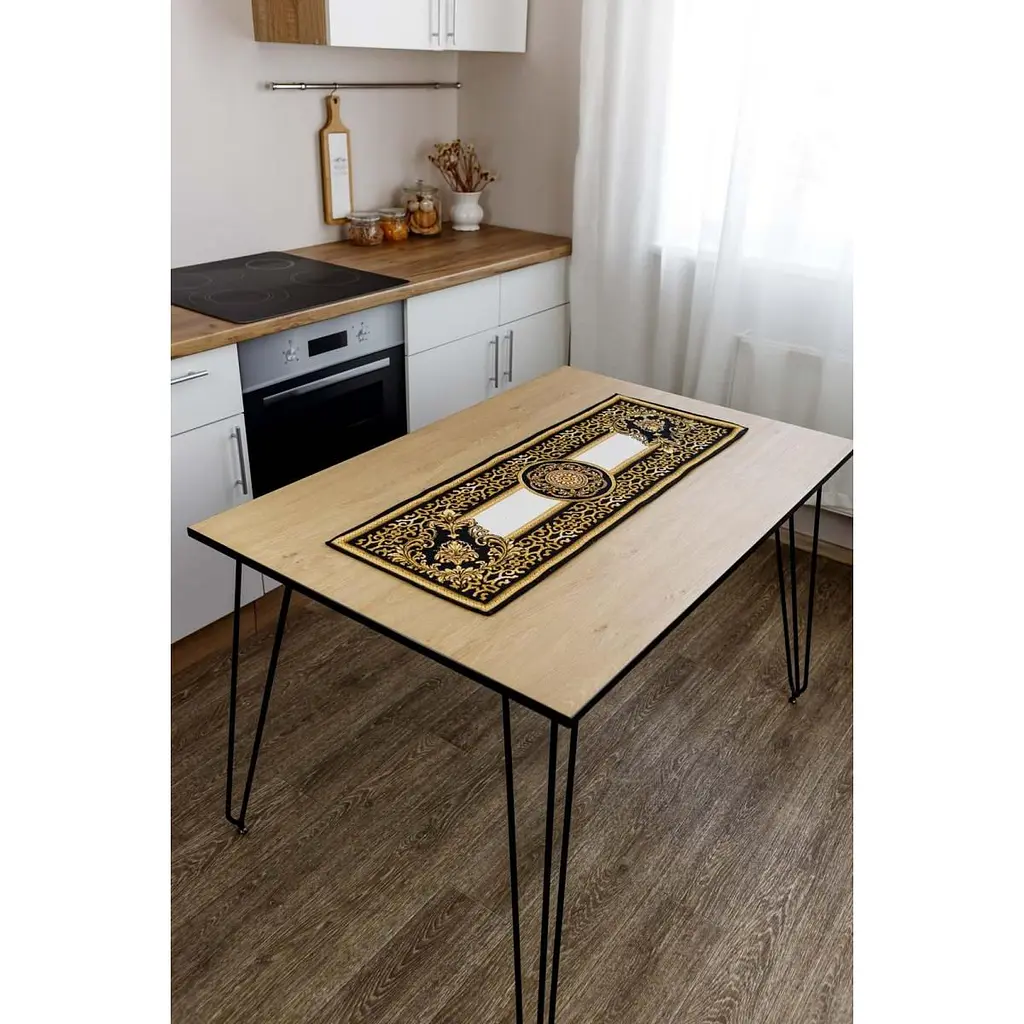 Ранер Прованс Baroque 140х40 см чорний з золотим (25440) - фото 3