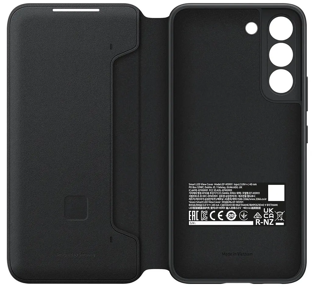 Оригінальний чохол-книжка Smart LED View Cover для Samsung Galaxy S22 Чорний (EF-NS901PBEGRU) - фото 8