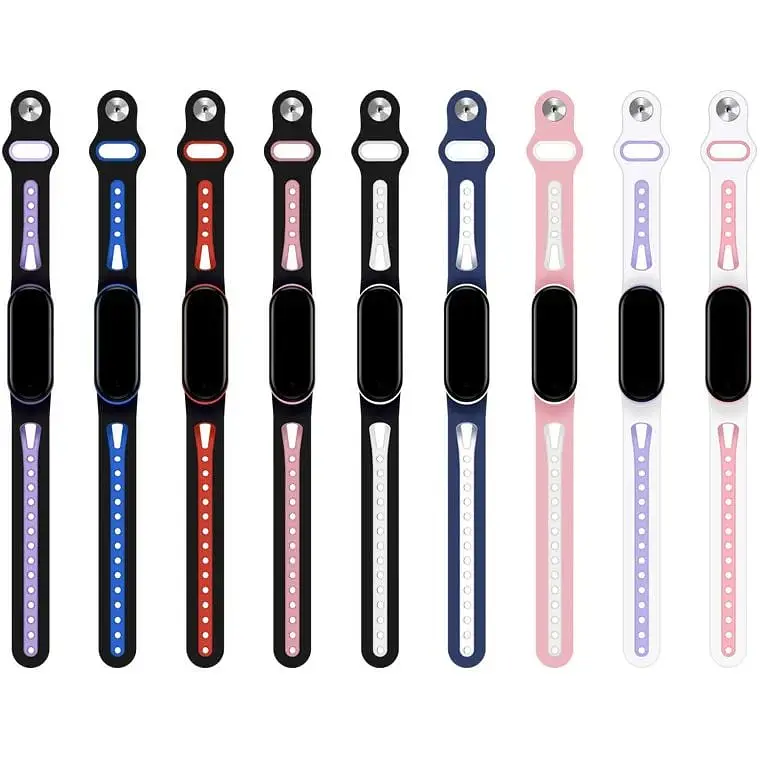Ремешок BeCover Sport Style для Xiaomi Mi Smart Band 5 / Mi Smart Band 6 / Mi Smart Band 7 Pink-White (705173) - фото 2