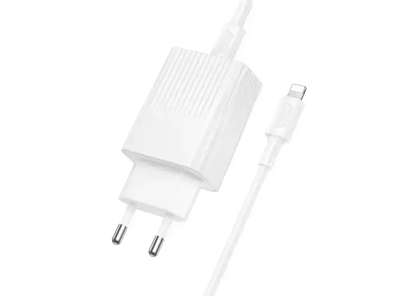 Мережевий зарядний пристрій Borofone BAS75A 30 W USB Type-C to Lightning cable White (6941991122842) - фото 3