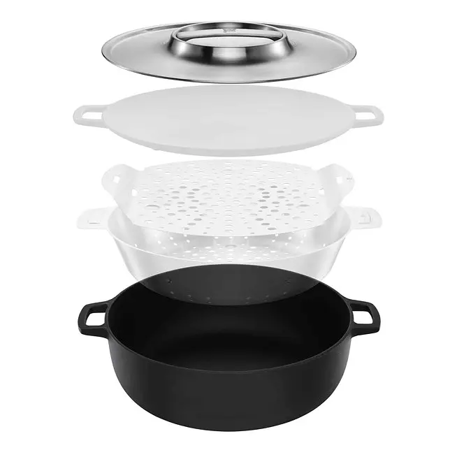 Каструля з кришкою чавунна Fiskars Norden Grill 6 л, 30 см (1066430) - фото 3