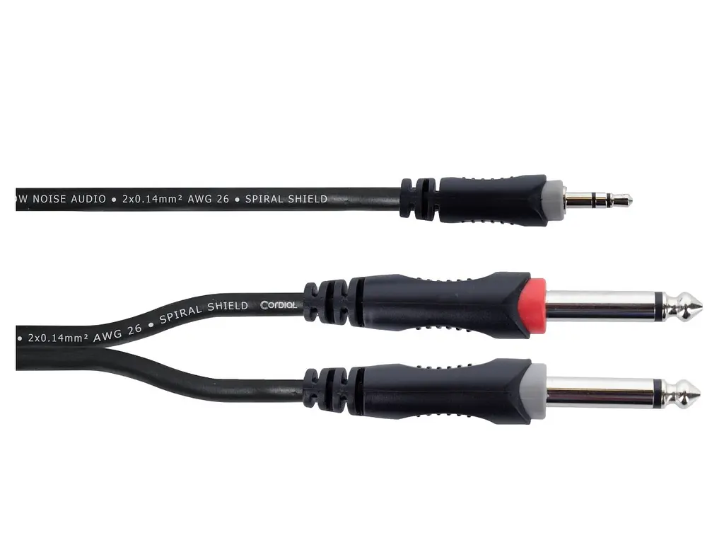 Коммутационный кабель mini Jack 3,5 stereo — 2x Jack mono 6.3 3м Cordial EY 3 WPP - фото 2