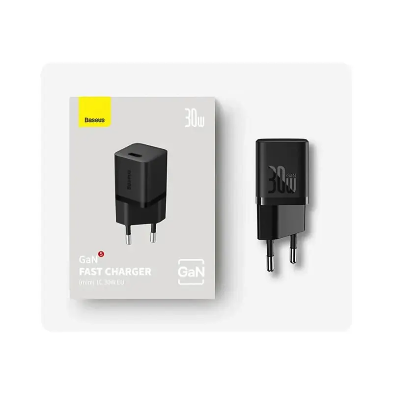 Сітчасте зарядне пристрій Baseus GaN5 Fast Charger(mini) 1C 30W EU чорний - фото 2