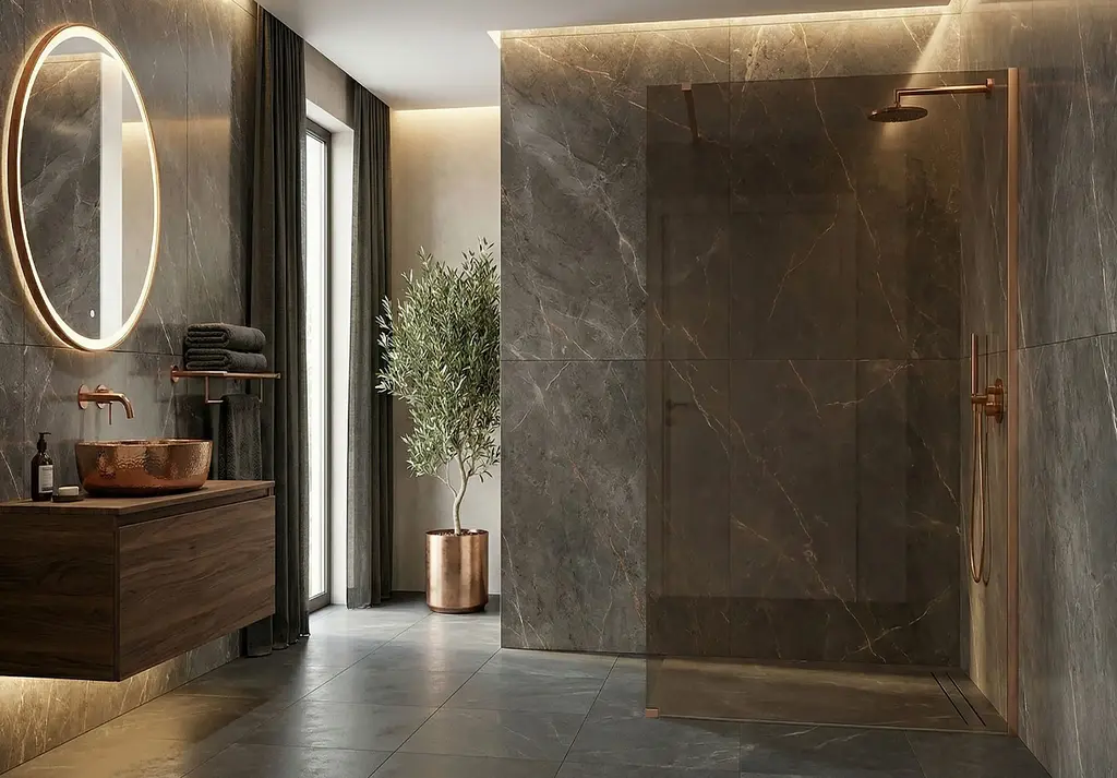 Душова стінка Rea Flexi 140x195 brown brushed copper KPL-K99388 - фото 2