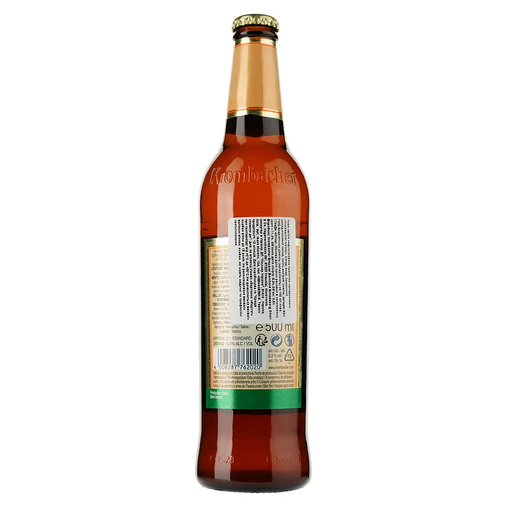 Пиво Krombacher Wheat, светлое, нефильтрованное, 5,3%, 0,5 л - фото 2
