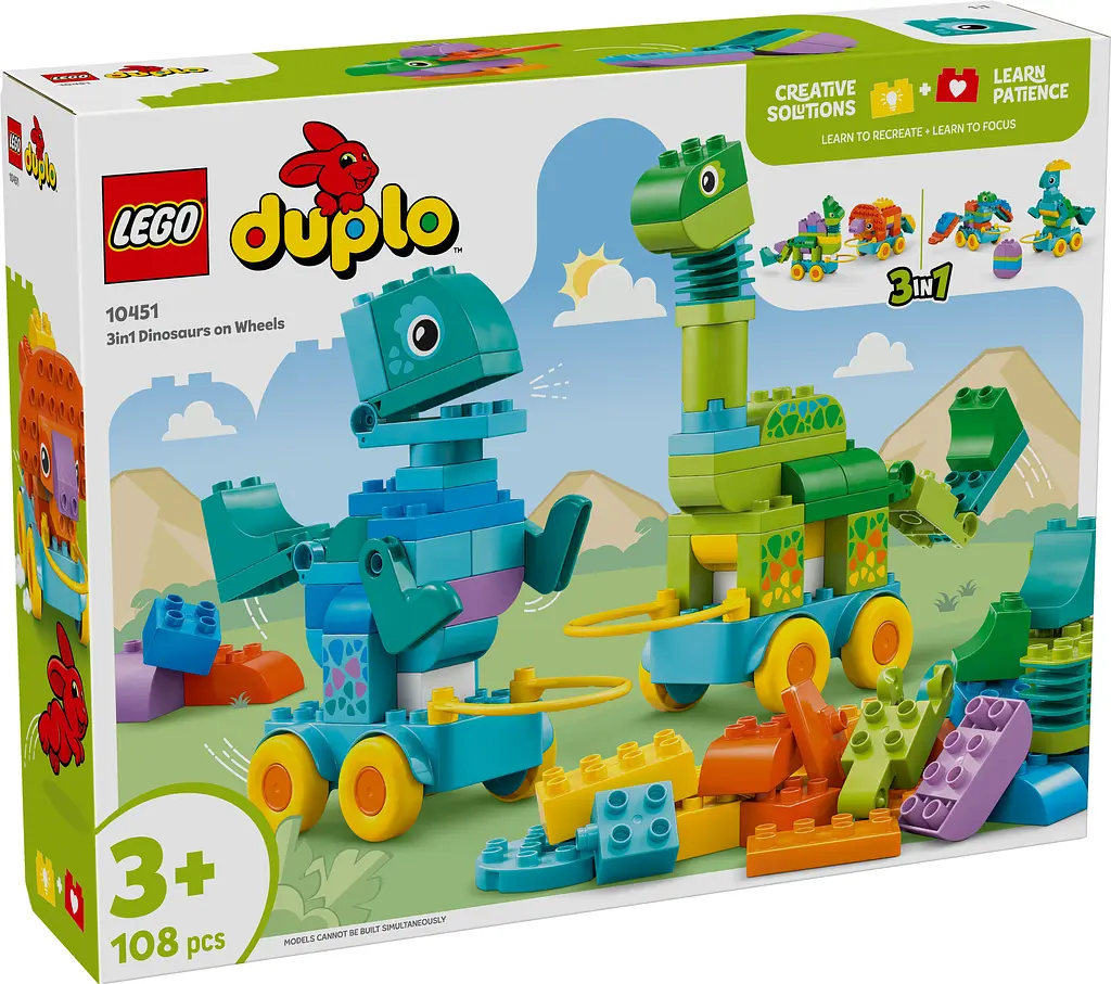 Конструктор LEGO DUPLO Town Динозаври на колесах 3в1 108 деталей (10451) - фото 2