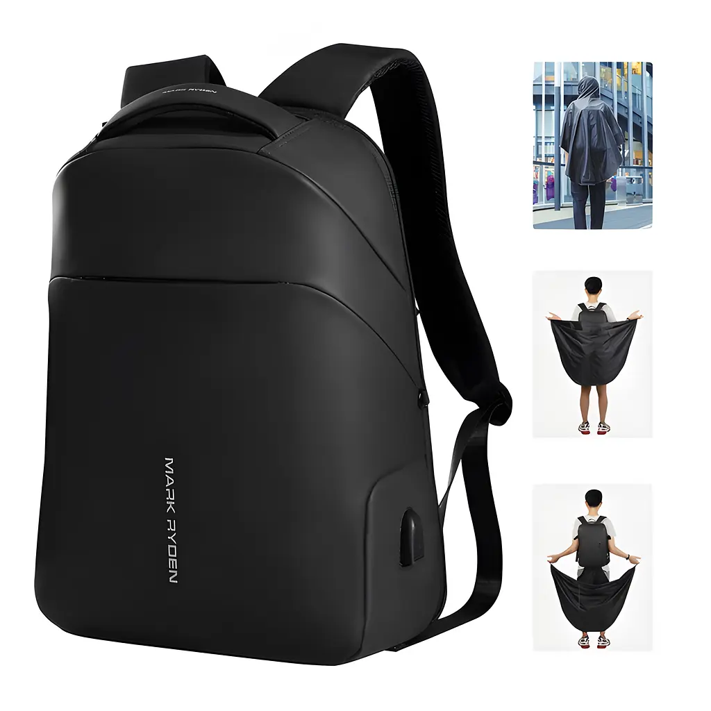 Рюкзак  Mark Ryden MR9068YY для ноутбука 15.6 дюймів з дощовиком та USB портом (Чорний) - фото 2