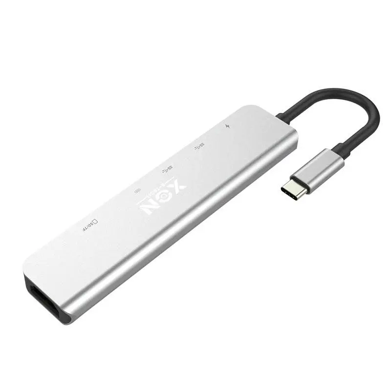 USB-хаб XON SmartHub 7 в 1 (HDMI, SD/TF, 2xType-C, 2xUSB3.0) Сірий (UHCHP074300G 5177) - фото 3