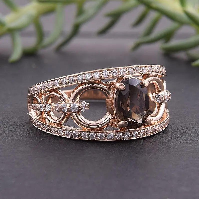 Каблучка з червоного золота з Раухтопазом 16 K-0017 - фото 6