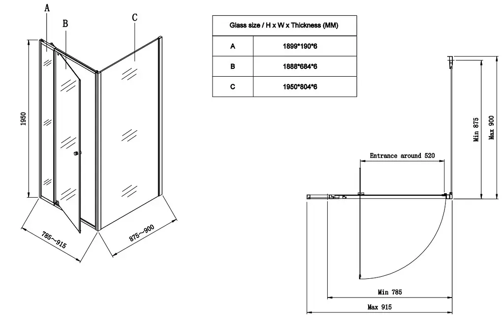 Душова кабіна без піддону Koer SR SC05-90x90x195-TR-01 прозоре скло Easy Clean 6 мм, хром KR5363, Універсальна, прозорий, хром - фото 10