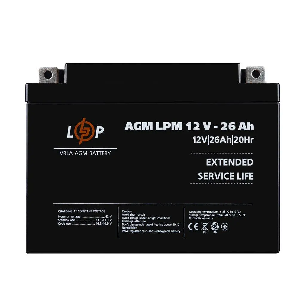 Аккумулятор гелевой LogicPower AGM (LPM) 12V - 26 Ah (LP-4134) - фото 3