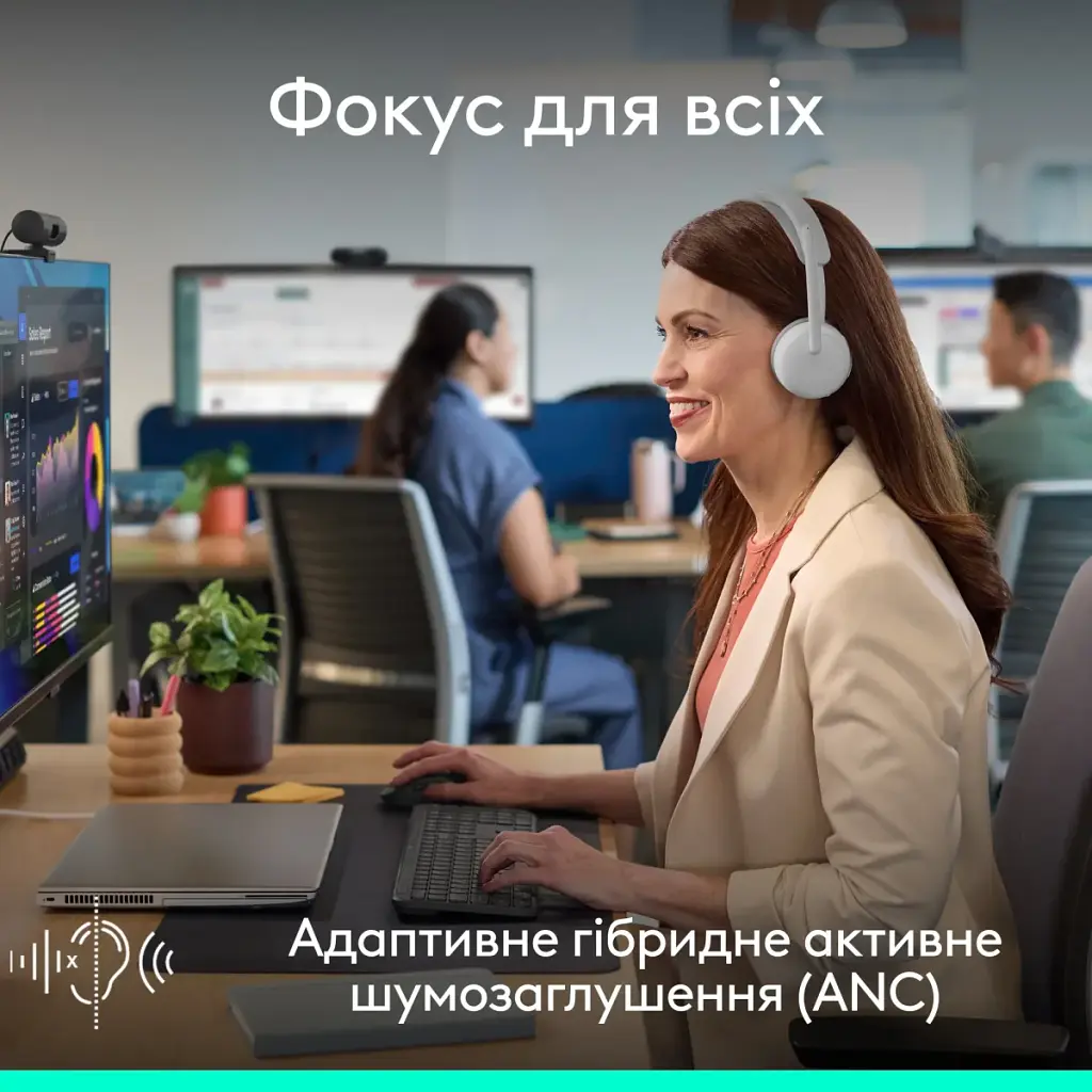 Навушники Logitech Zone Wireless 2 ES for Business Off-White TEAMS version with receiver (981-001520) - фото 7