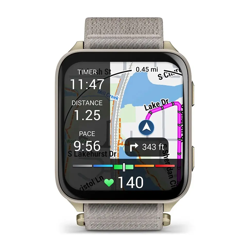 Смарт-годинник Garmin Venu X1 Soft Gold Titanium with French Grey Nylon (010-02980-33) - фото 8
