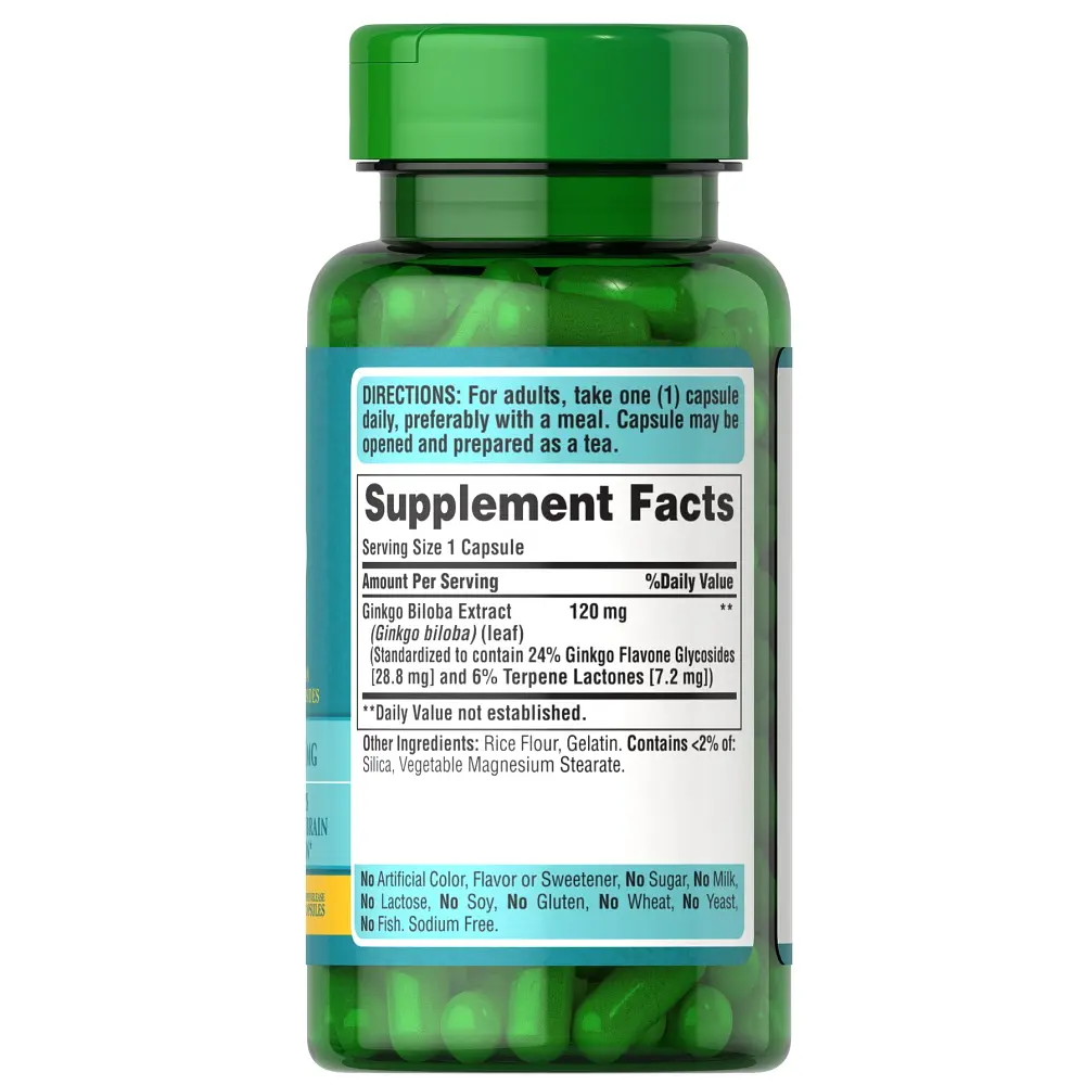 Натуральная добавка Puritan's Pride Ginkgo Biloba 120 mg, 100 капсул - фото 2