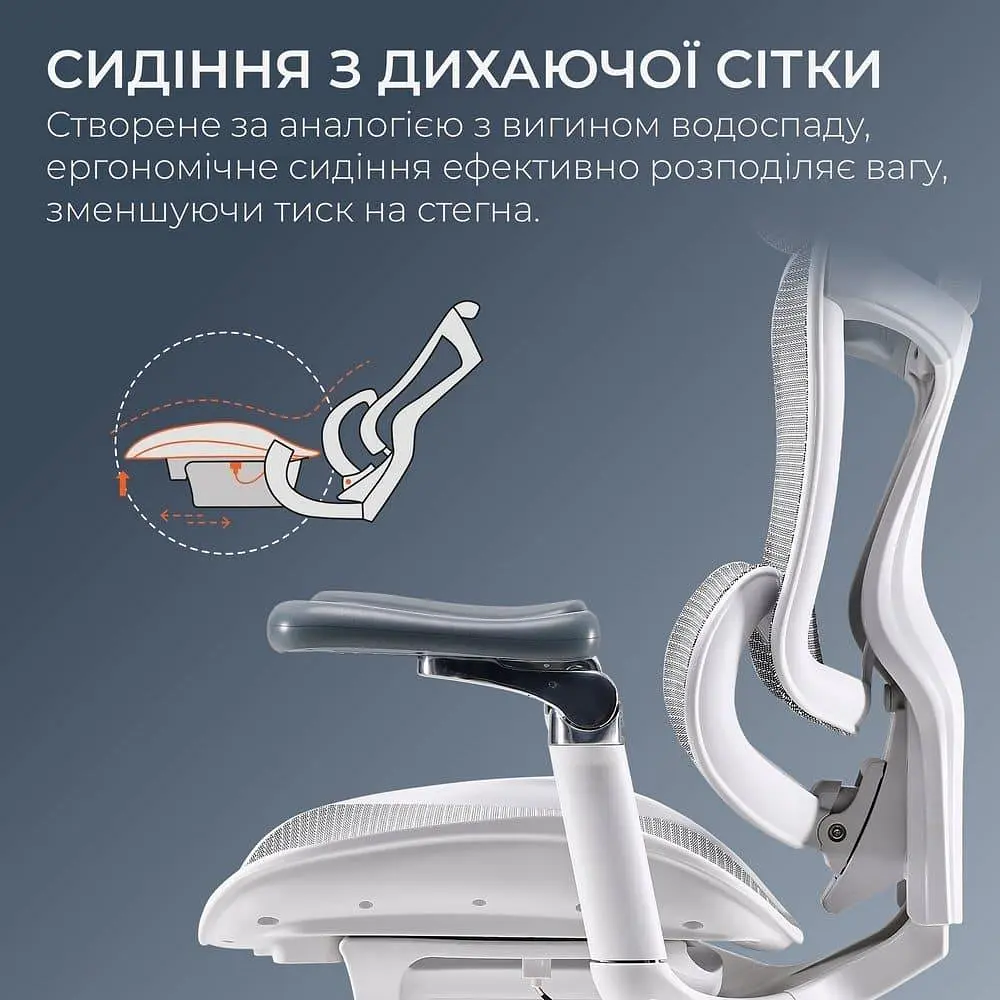 Ігрове крісло Sihoo DORO C300 Pro Mesh White (DORO-C300-PRO-M102) - фото 7
