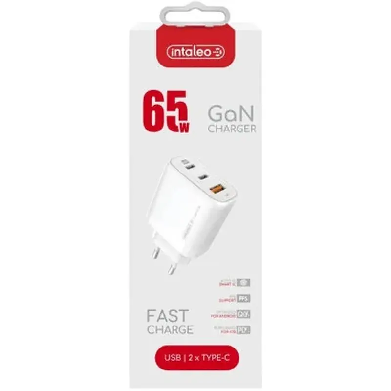 Зарядний пристрій Intaleo 65W GAN 2USB-C PD+USB-A QC 3.0 white (1283126559525) - фото 7