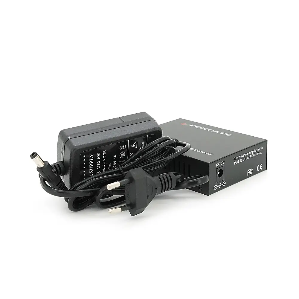 Медіаконвертер FOXGATE EC-Q-1G-1SM-1310nm, 1310 WDM, 1x10/100/1000 Base-Tx, одноволоконний Full/Half duplex, SC 20km (0+70°C), + блок живлення 5V 1A - фото 4