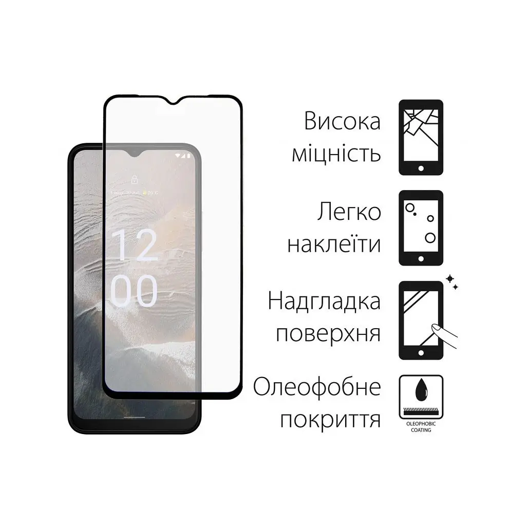 Стекло защитное Dengos Full Glue Nokia C32 (black) (TGFG-306) - фото 2
