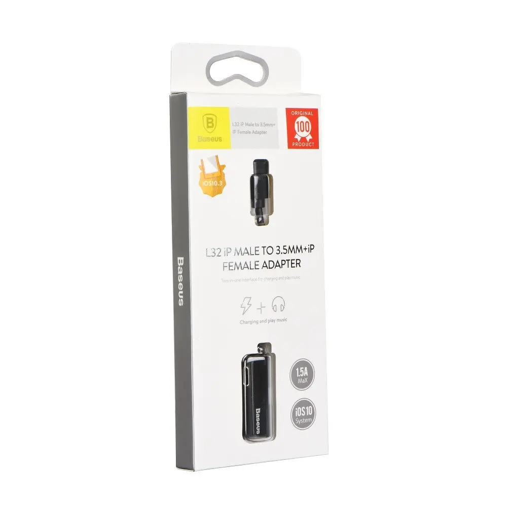 Адаптер Baseus L32 IP Male to 3.5 мм IP Female Adapter черный (CALL32-01) - фото 3