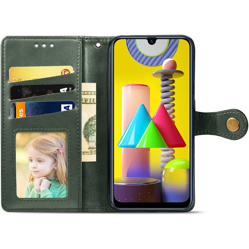 Шкіряний чохол-книжка GETMAN Gallant (PU) для Xiaomi Redmi 9C Зелений - фото 3