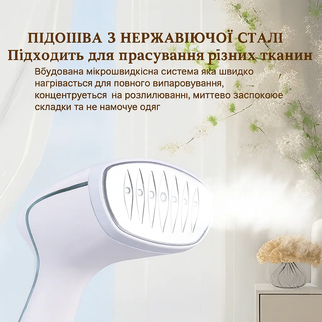 Відпарювач ручний 1500 Вт Білий з неіржавкою підошвою, резервуар 280 мл - фото 5