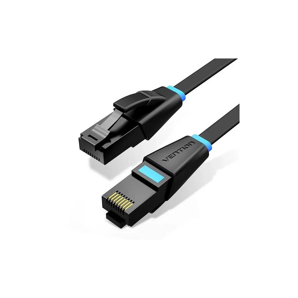 Патч-корд Vention 1 м, UTP Cat. 6 RJ-45 плаский чорний (IBJBF)
