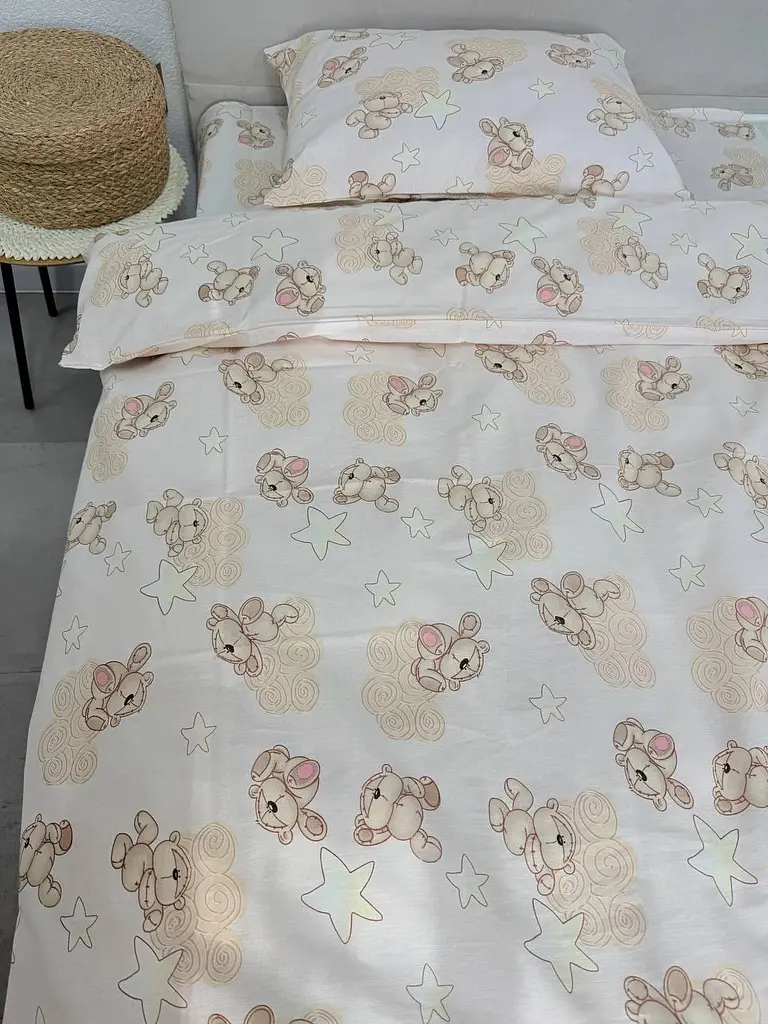 Дитячий комплект постільної білизни Ecotton 110х140 см персиковий Хмаринкові Ведмедики (21539) - фото 4