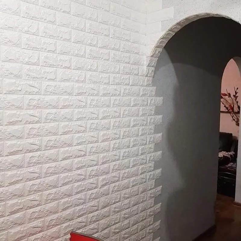 Самоклейка декоративна 3D панель 3D Loft під білу цеглу 700x770x7 мм - фото 11