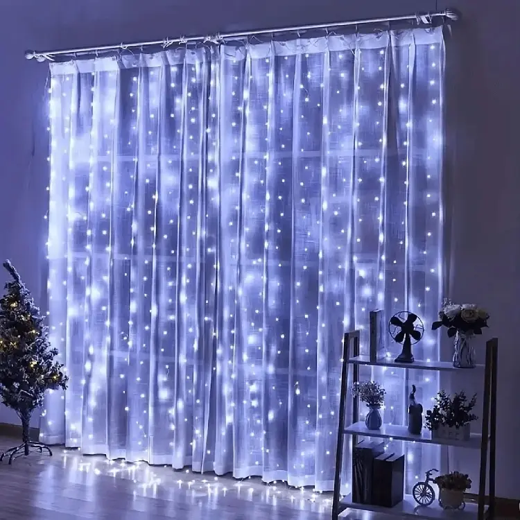 Світлодіодна гірлянда-завіса USB 200 LED 3x2м з пультом Блакитний (47719-708_214) - фото 3