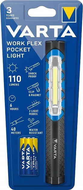 Ліхтар VARTA Work Flex Pocket Light, IP54, до 110 люменів, до 40 метрів, 2 режими... - фото 2