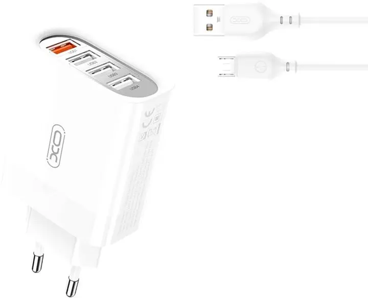 Зарядний пристрій — блок 4 порти USB — XO L100 fast charger зі швидким заряджанням QC3.0 - фото 3