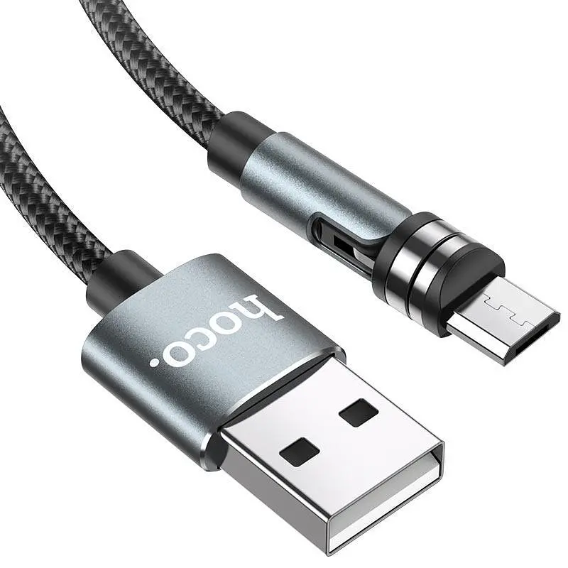 USB Cable Hoco U94 Universal Rotating MicroUSB Black 1.2m - фото 4