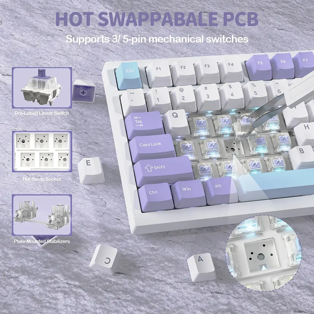 Клавіатура Attack Shark X820 Ultra Lavender (AS-6972792471273-L-UA) [166730] - фото 7